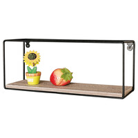 P-062 OAK - Polička nástenná 40 cm, MDF, dekor dub, kov čierny mat