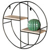 P-063 OAK - Polička nástenná 36 cm, MDF, dekor dub, kov čierny mat