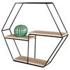 P-064 OAK - Polička nástenná 48 cm, MDF, dekor dub, kov čierny mat