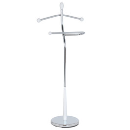 82646 WT - Nemý sluha, výška 118 cm, masív kaučukovník, biely lak, kov chróm, nos. 5 kg