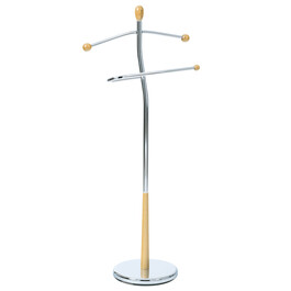 82646 NAT - Nemý sluha, výška 118 cm, masív kaučukovník, prírodný ods, kov chróm, nos.5 kg