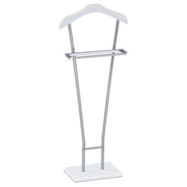 83499-04 WT - Nemý sluha, výška 110 cm, kov a masív, biely lak a chróm, nosnosť 6 kg