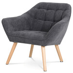 AK-321 GREY2 - Kreslo, poťah tmavo šedá látka, drevené nohy, masív kaučukovník