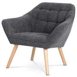 AK-321 GREY2 - Kreslo, poťah tmavo šedá látka, drevené nohy, masív kaučukovník