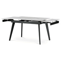 HT-405M WT - Jedálenský stôl 120+30+30x80 cm, keramická doska biely mramor, kov, čierny matný lak