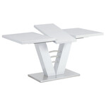 HT-510 WT - Rozkladací jedálenský stôl 120 + 40x80 cm, biely lesk / brúsený nerez
