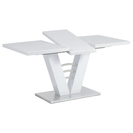 HT-510 WT - Rozkladací jedálenský stôl 120 + 40x80 cm, biely lesk / brúsený nerez
