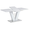 HT-510 WT - Rozkladací jedálenský stôl 120 + 40x80 cm, biely lesk / brúsený nerez