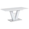 HT-510 WT - Rozkladací jedálenský stôl 120 + 40x80 cm, biely lesk / brúsený nerez