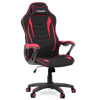 KA-G408 RED - Herní a kancelářské křeslo E-racer, potah červená a černá látka, houpací mechanismus, černý plastový kříž