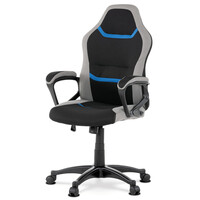 KA-L611 BLUE - Kancelárska a herná stolička, poťah modrá, šedá a čierna látka, hojdací mechanizmus