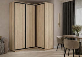 Šatníková skriňa rohová LEVANTO 180x120 dub sonoma