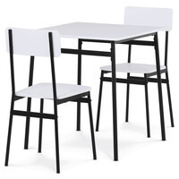 Jedálenský set s 2 stoličkami, 70x70x76cm, mdf, biela, AUT-O2121 WT
