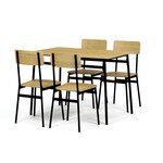 Jedálenský set so 4 stoličkami, 110x70x76cm, mdf, divoký dub, AUT-O2155 OAK