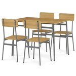Jedálenský set so 4 stoličkami, 110x70x76cm, mdf, divoký dub, AUT-O2156 OAK