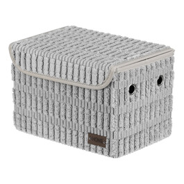 Kôš regálový - polyester a papier, veko na suchý zips, farba šedá