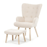 Relaxačné kreslo, krémová, látka bouclé, AK-319 CRM2