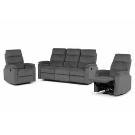 Sedacia súprava, polohovacia, sivá, menčestrová látka, ASD-C5981 GREY6