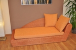 Ratanová odpočinková pohovka koňak ľavá polster oranžový